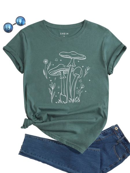 

mushroom print tee i22w#, White