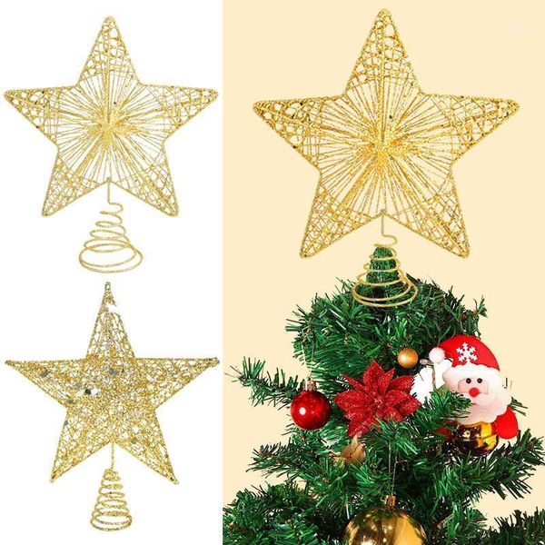 Decorazioni natalizie 12 cm/15 cm/20 cm Albero Iron Star Topper Arte squisita Ornamento Anno Natale Decorazioni a cinque punti Regali per bambini