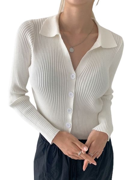 

dazy button up ribbed knit cardigan m216#, White;black