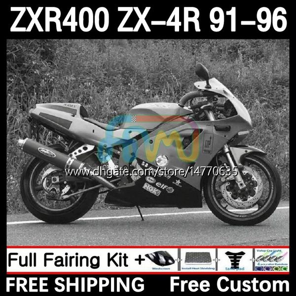 Komplettes Body-Kit für KAWASAKI NINJA ZXR 400 CC ZX-4R ZXR400 91 92 93 94 95 96 Verkleidung 12DH.20 ZX4R 400CC ZX 4R ZXR-400 1991 1992 1993 1994 1995 1996 ABS-Verkleidung glänzend grau