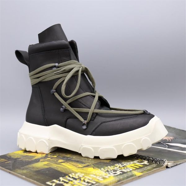 

2022 rock fashion strap beatle bozo tractor boots cow leather tpu sole platform high-men's botas219m, Black
