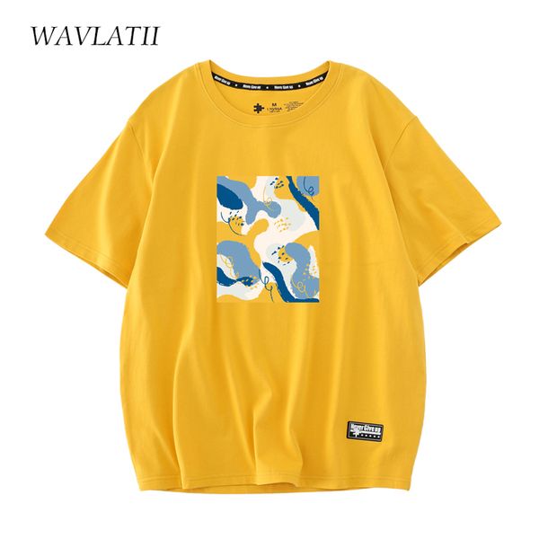 

wavlatii fashion women tees female yellow cotton streetwear printed summer short sleeve tshirts wt2205 220615, White