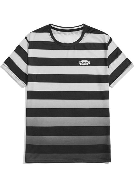 

men color block letter & ombre print tee 31ul#, White;black