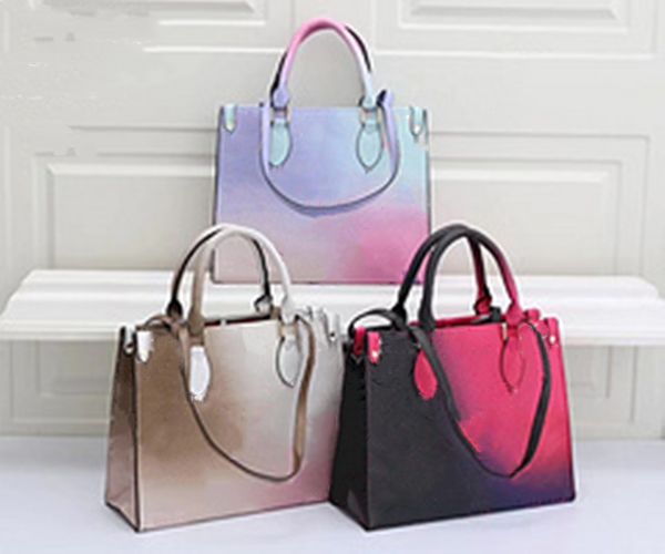 

luxury classic brand brown shopping bag leather canvas large capacity handbag women shoulder 3 colors