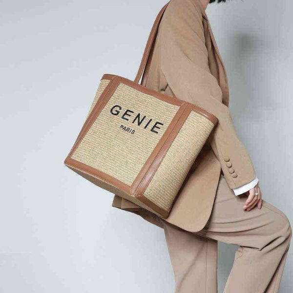 

arc de triomphe canvas bag women's 2022 new tote net red straw woven large capacity lightweight fashion shopping