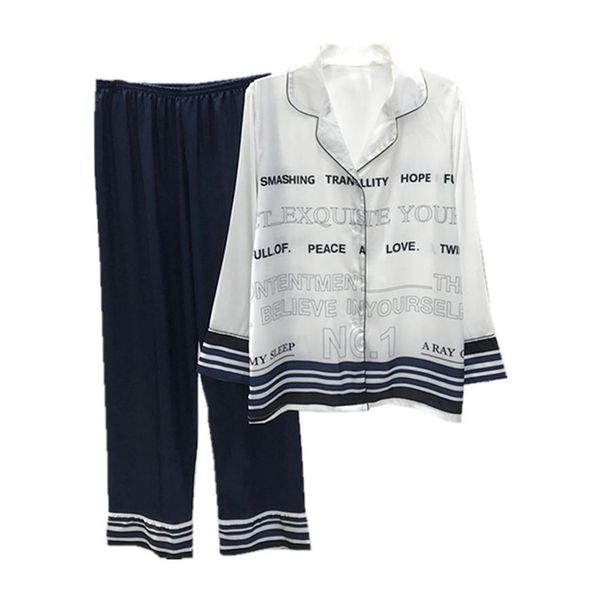 

spring fall soft women sleepwear ins fashion ice silk lady pajamas set trendy elegant charm girls home clothing323z, Blue;gray