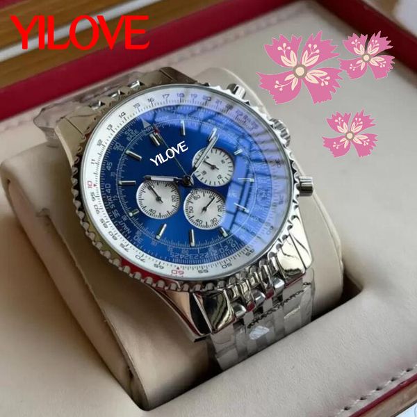 

luxury men's watch big pilot midnight blue dial automatic mechanical movement clock 45mm six needles multifunctional outdoor wristwatch, Slivery;brown