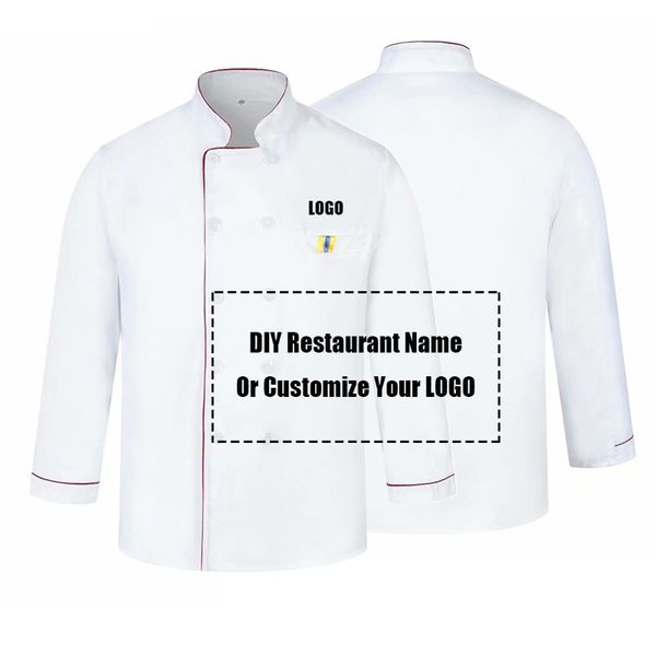 Настройка DIY Print Chef niform Kitchen Bakery Cafe Food Service Длинный рукав дышащий повар носить куртку официанта 220713