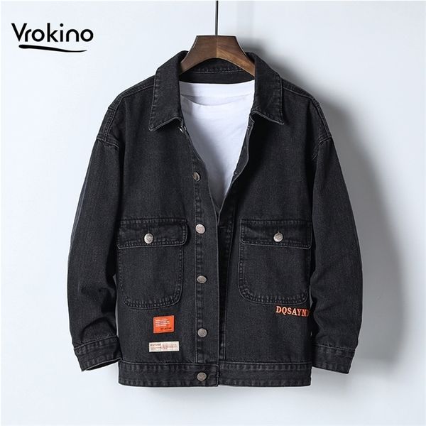 Grande Tamanho 4xl 5xl 6xl Jaqueta jeans 2019 Fashion Autumn and Winter New High Quality Jacket Black Jacket Hip Hop Men's Clothing T200502