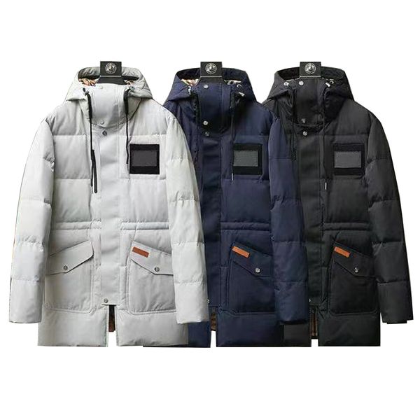 

mens jacket down parkas classic casual winter coats outdoor feather keep warm coat outerwear hooded cold protection windproof doudoune homme, Black