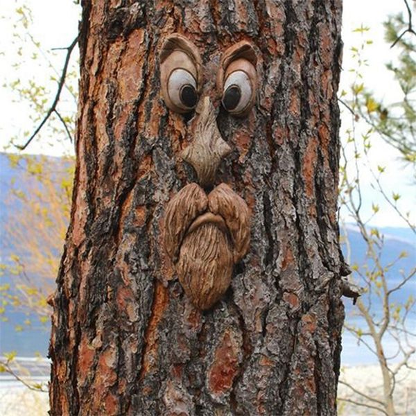 Ressin Face Tree Bark Fantasma Características Decoração Páscoa Ao Ar Livre Creative Adereços Jardim Jardineria de 220425