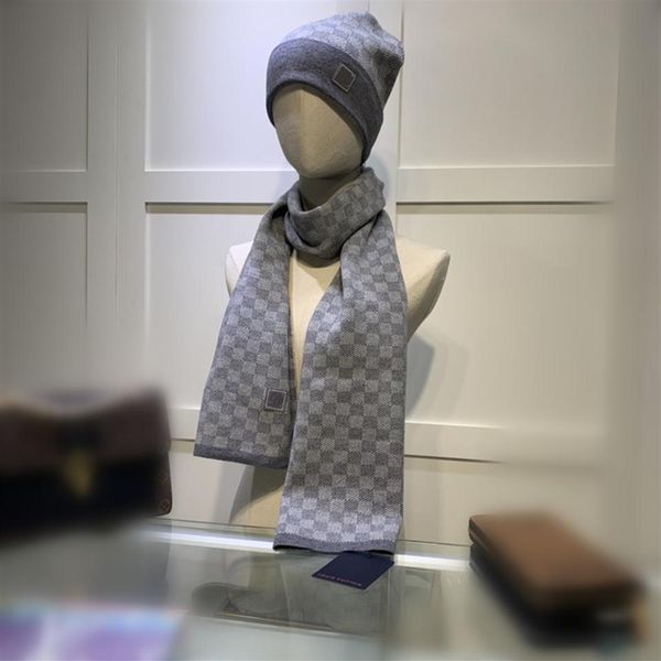

hat scarf classic letter knitted beanie caps for women's autumn winter warm thick wool embroidery cold fashion street ladies 242w, Blue;gray