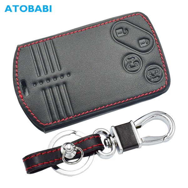 

leather car key cover for mazda cx-7 cx-9 mx-5 miata rx-8 2007 2008 2009 keychain holder smart remote control fob protector case