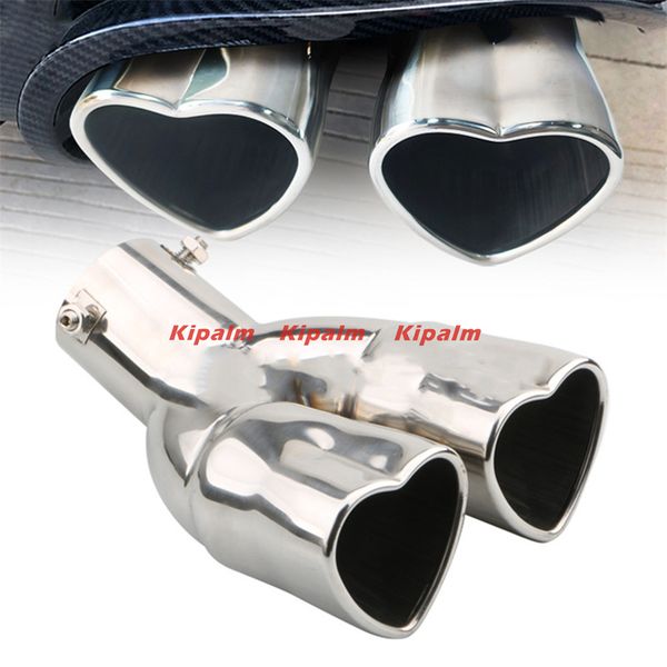 

adjustable 2.5" dual stainless steel exhaust tips muffler tail with heart shape style
