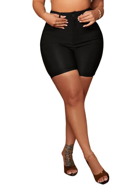 

sxy high waist skinny shorts g1dc#, White;black