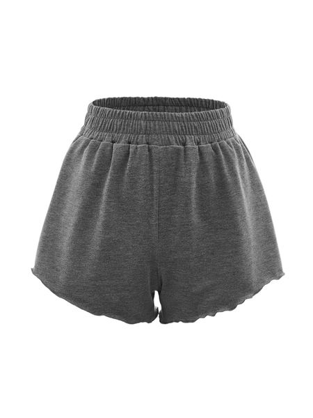 

solid elastic waist lounge shorts u87s#, Black;red