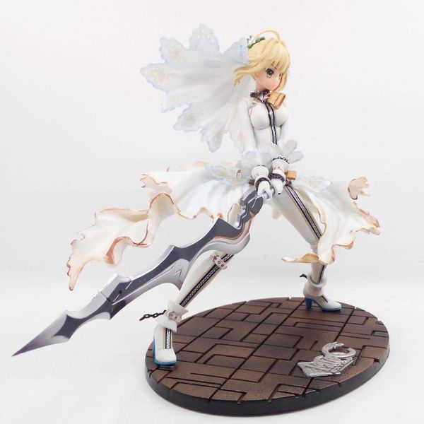 

huiya01 25cm fate zero fate stay white wedding dress saber japanese anime figures action toy figures pvc model collection cartoon q0722