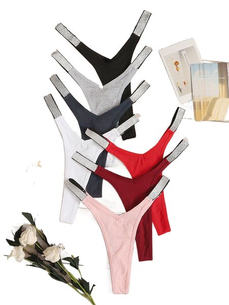 

7pack contrast tape no show panty set i2yg#, Black;red
