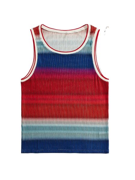 

men color block scoop neck tank 57il#, White;black