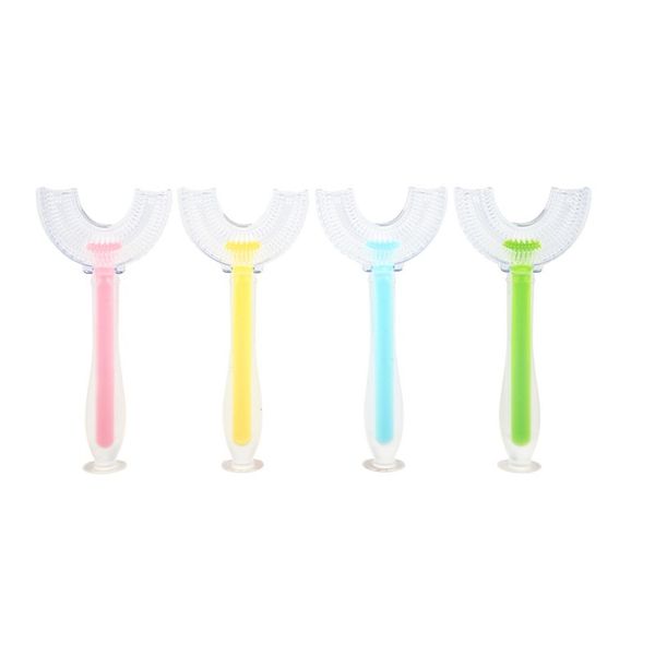 Silicone U forma escova de dentes para crianças grau alimentar escova macia cabeça crianças ferramentas limpas de dentes de bebê dentes de bebê escova oral cuidado