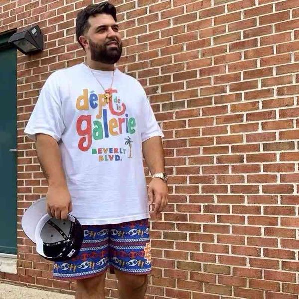 

designer fashion t shirt and gallerydepts spring summer ouyang nana same rainbow print high street casual loose round neck short sleeve t-sh, White;black