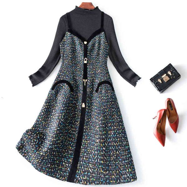 

casual dresses original order large size foreign trade withdrawal tailing label cutting and warehouse clearing winter sweater small fragrant, Black;gray