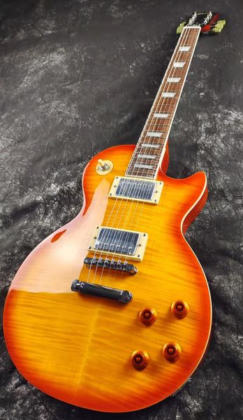 

electric guitar, yellow tiger pattern, mahogany body, one head, one neck, in stock