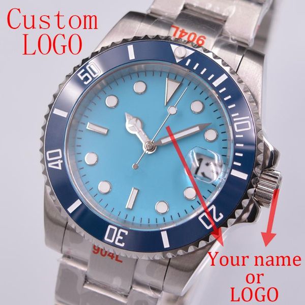 Нарученные часы на заказ логотип 40 мм синие стерильные циферблаты.