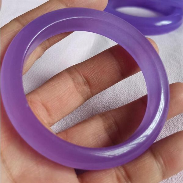 

56-60mm natural lavender ice bottom jade bracelet deli very270m, Black