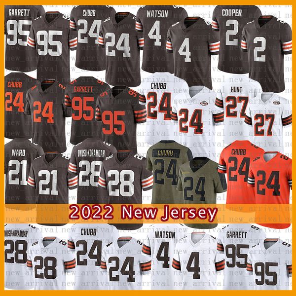 

david bell 24 nick chubb jerseys football myles garrett deshaun watson 2 amari cooper cleveland''browns''jersey denzel w, Black;red
