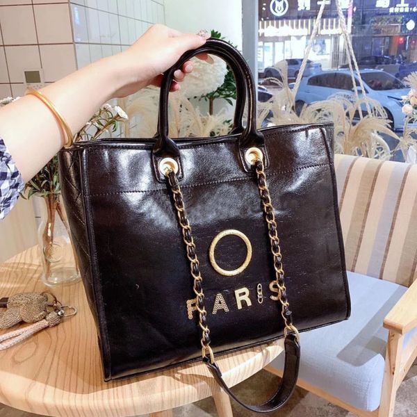 

classic women's brand handbags beach bags luxury ch metal badge tote bag designer small mini evening handbag female capacity large leat, Black;red