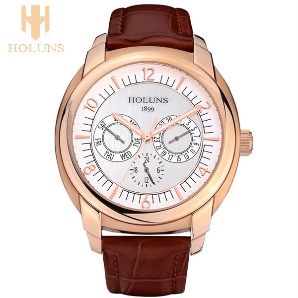 

quartz watch men stainless steel case dress sport simple style holuns wristwatche luxury japan movement250r, Slivery;brown