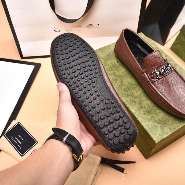

g9 fashionable penny loafers men shoes luxury designer slip on flats casual shoes autumn leather man moccasin mens driving shoe 11, Black