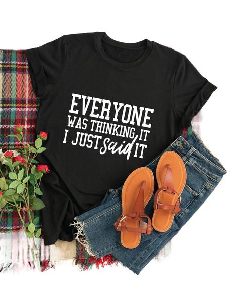 

plus slogan graphic tee i53x#, Black