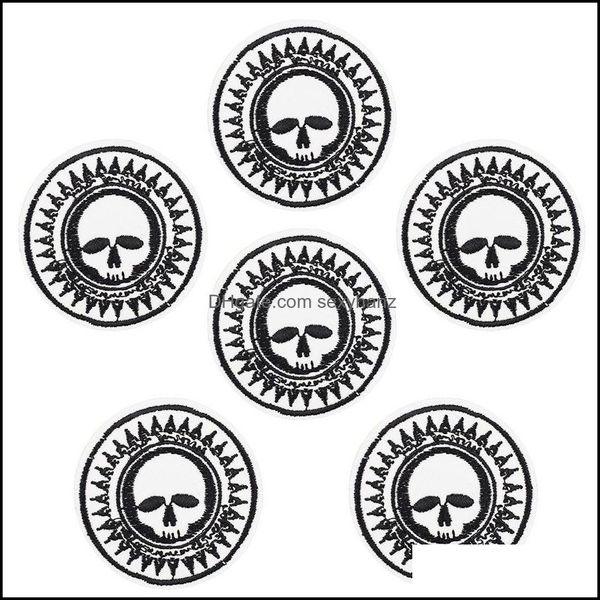 

sewing notions tools apparel 10 pcs skl punk badgeses for clothing iron embroidered applique ones accessories diy clothes drop delivery 20, Black
