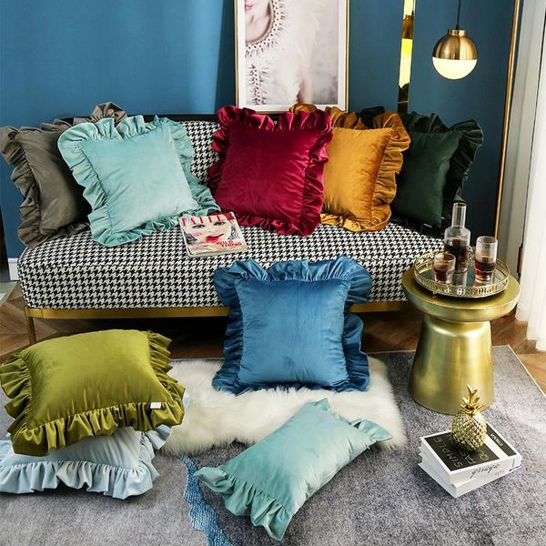 Almofada/travesseiro decorativo Camurça de camurça, travesseiro verde escuro quadrado sem vinho da almofada de vinho vermelho 45x45 cushion/decorativo