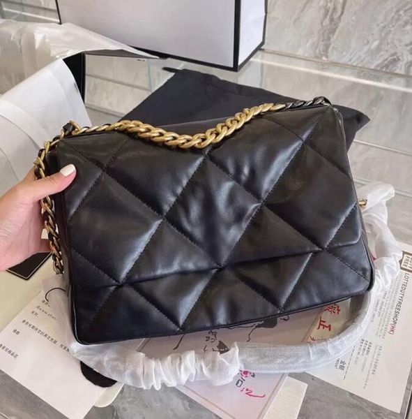 

tz 30cm classic flap black bag quilted crossbody shoulder fall winter lambskin real leather large capacity street shopping clutch designer h