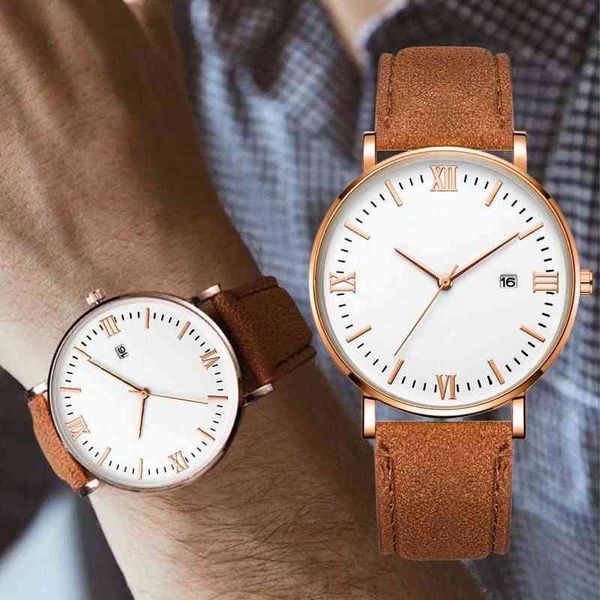 

men's fashion relogio masculino business rose gold quartz es mens es brand luxury erkek kol saati wholesale y220707, Slivery;brown