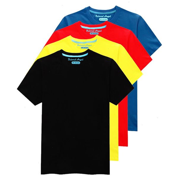 

children summer white tees for t-shirts boys girls kids short sleeve fashion casual candy solid color baby clothes, Blue