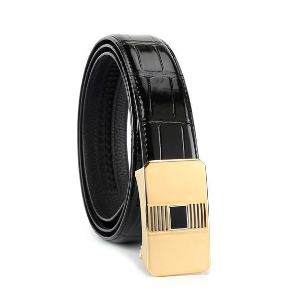 

3.5 men wear stainless steel automatic leather belt and pants with business automatic buckle korean fashion belts2022, Black;brown
