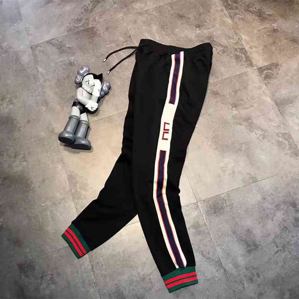

clothing ribbon embroidered guard pants couple 2022 spring and summer new splicing medium waist large loose casual terry pants outlet_0uo8, Black;white