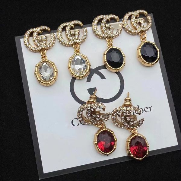 

diamond double tassel earrings women's antique high-grade tricolor earrings, Golden