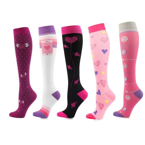 

men's socks fashion men compression 3pairs/lot varicose veins sports running women knee high travel nurses heart stocking, Black