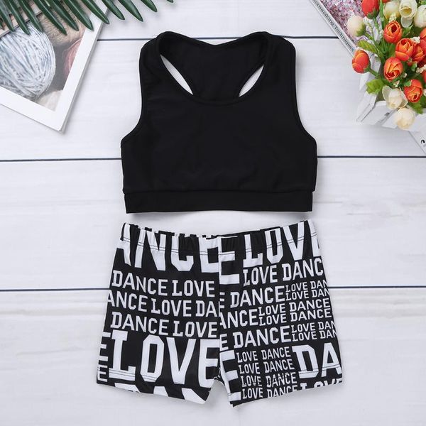 Kleidungsstücke Kids Girlstankini Badeanzüge Outfit Tanktop mit Buchstaben bedruckten Hintern Set für Ballet Dance Fitnessstudio Workout Sport Shorts Topclo