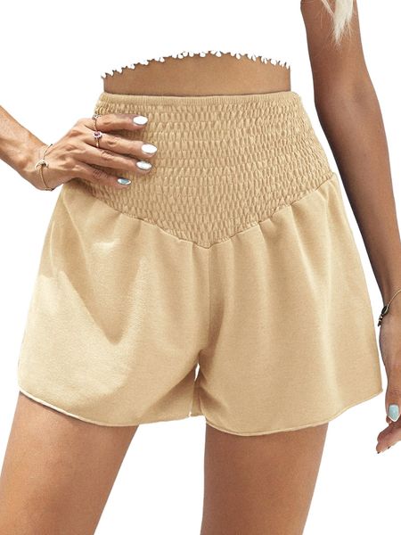 

solid shirred waist shorts h4ap#, White;black