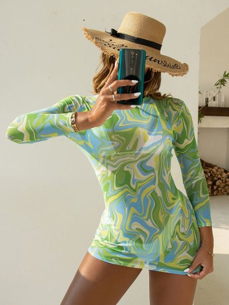 

allover fluid pattern cover up a2vm#, White;black