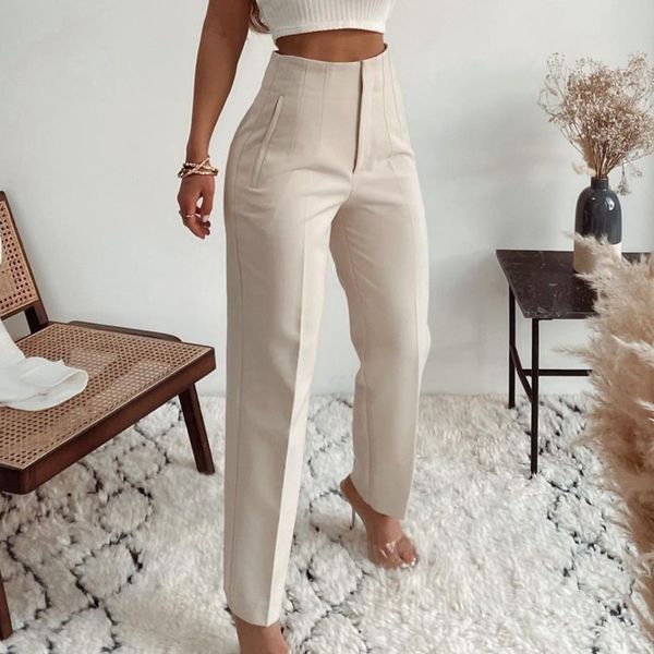 

women's pants capris ardm fashion high waisted casual white trousers women bro 220823, Black;white