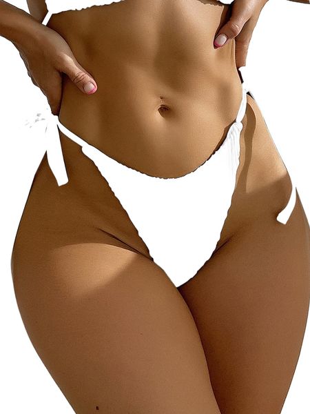 

textured tie side bikini bottom s3lj#, White;black