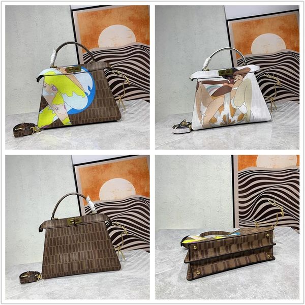 

designer bags peekaboo x-lite large bag calf leather womens glazed cloth shoulder bags 2way handbags size 33*25*13cm