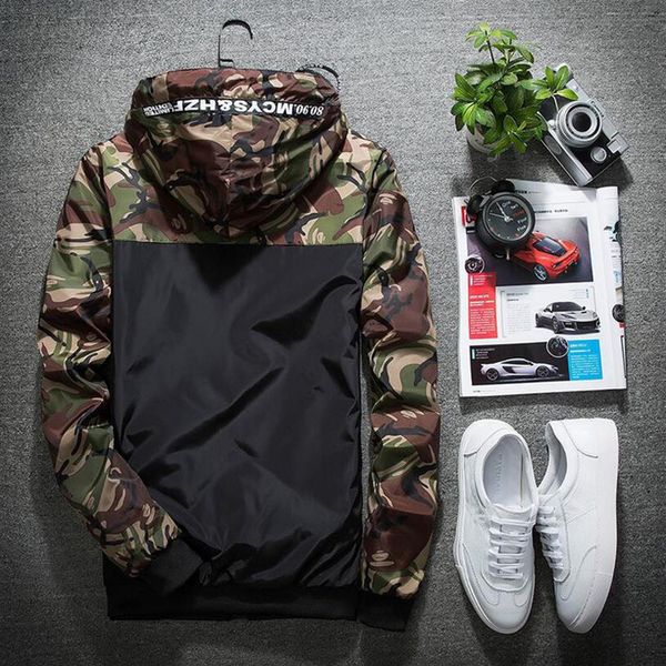 

whole-spring autumn camo thin windbreaker jacket teenager camouflage splice319l, Black;brown